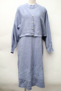 axes femme / ニットアンサンブルカーディガンｘワンピース  ブルー S-25-11-14-037-AX-TO-HR-ZS