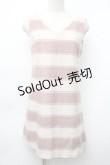 evelyn / ノースリーブニットワンピース  ピンクｘオフ S-25-11-14-038-LO-OP-HR-ZS