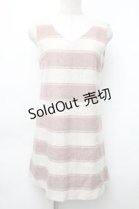 evelyn / ノースリーブニットワンピース  ピンクｘオフ S-25-11-14-038-LO-OP-HR-ZS