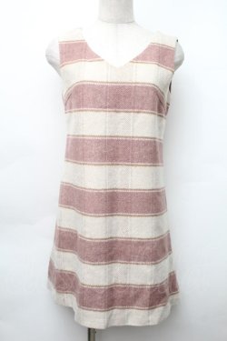 画像1: evelyn / ノースリーブニットワンピース  ピンクｘオフ S-25-11-14-038-LO-OP-HR-ZS