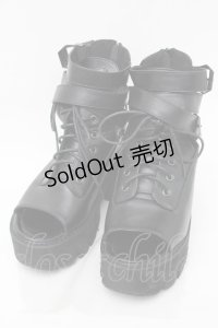 NieR Clothing / ベルトデザイン厚底サンダル  黒 S-25-11-14-004-PU-SH-HR-ZS