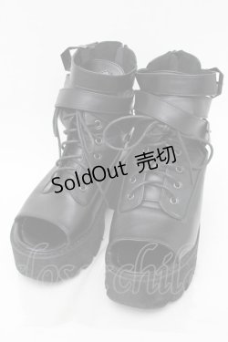 画像1: NieR Clothing / ベルトデザイン厚底サンダル  黒 S-25-11-14-004-PU-SH-HR-ZS