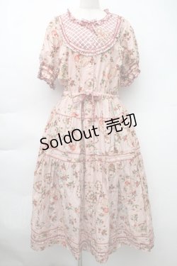 画像1: PINK HOUSE / Rambling Heartsプリントパッチワークワンピース  ピンク S-25-11-14-040-LO-OP-AS-ZS