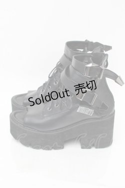 画像2: NieR Clothing / ベルトデザイン厚底サンダル  黒 S-25-11-14-004-PU-SH-HR-ZS