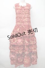 PINK HOUSE / Flower Picnic プリントパッチワークワンピース  赤 S-25-11-14-041-LO-OP-AS-ZS