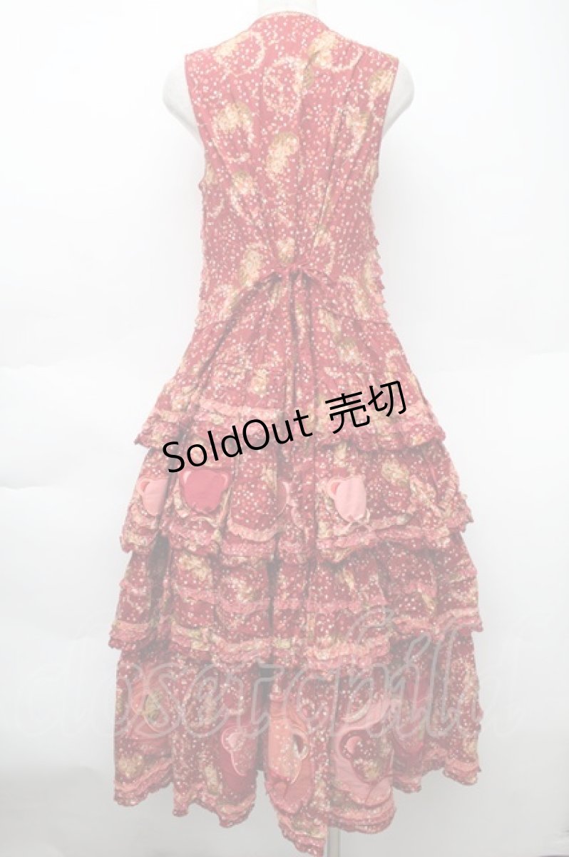 画像2: PINK HOUSE / Flower Picnic プリントパッチワークワンピース  赤 S-25-11-14-041-LO-OP-AS-ZS (2)