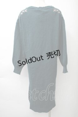 画像2: axes femme / フラワー刺繍ニットワンピース  グリーン S-25-11-14-046-AX-OP-HR-ZS