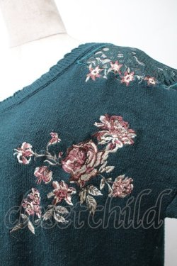 画像3: axes femme / フラワー刺繍ニットワンピース  グリーン S-25-11-14-046-AX-OP-HR-ZS