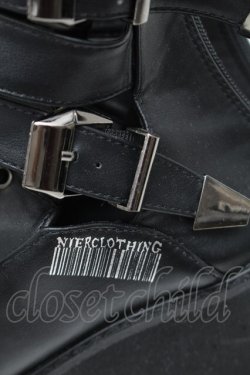 画像4: NieR Clothing / ベルトデザイン厚底サンダル  黒 S-25-11-14-004-PU-SH-HR-ZS