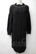 axes femme / ケーブル編みニットワンピース  黒 S-25-11-14-052-AX-OP-HR-ZS