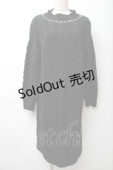 axes femme / ケーブル編みニットワンピース  黒 S-25-11-14-052-AX-OP-HR-ZS