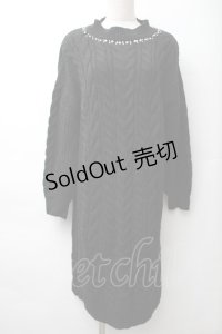 axes femme / ケーブル編みニットワンピース  黒 S-25-11-14-052-AX-OP-HR-ZS