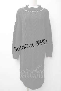 画像1: axes femme / ケーブル編みニットワンピース  黒 S-25-11-14-052-AX-OP-HR-ZS