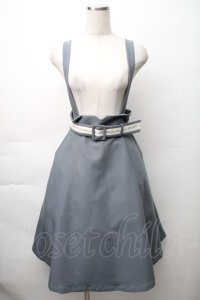 F i.n.t / ロゴベルトサスペンダー付きハイウエストジャンパースカート  ブルーグレイ S-25-11-14-054-CA-OP-HR-ZS