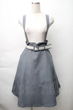 画像1: F i.n.t / ロゴベルトサスペンダー付きハイウエストジャンパースカート  ブルーグレイ S-25-11-14-054-CA-OP-HR-ZS