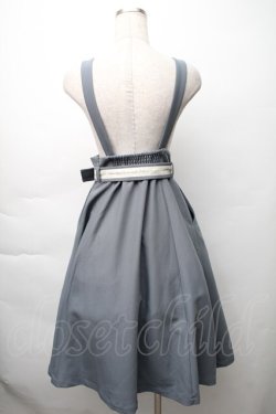 画像2: F i.n.t / ロゴベルトサスペンダー付きハイウエストジャンパースカート  ブルーグレイ S-25-11-14-054-CA-OP-HR-ZS