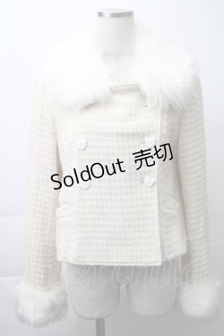 画像1: metamorphose / くまちゃんリボンショートコート（ラメ入りウールワッフル）  キナリ S-25-11-14-058-ME-JA-HR-ZS