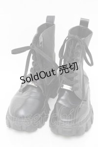 NieR Clothing / レースアップ厚底ブーツ  黒 S-25-11-14-006-PU-SH-HR-ZS