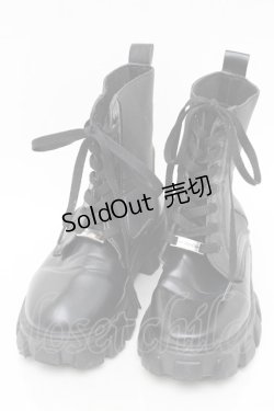 画像1: NieR Clothing / レースアップ厚底ブーツ  黒 S-25-11-14-006-PU-SH-HR-ZS