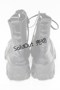 画像3: NieR Clothing / レースアップ厚底ブーツ  黒 S-25-11-14-006-PU-SH-HR-ZS