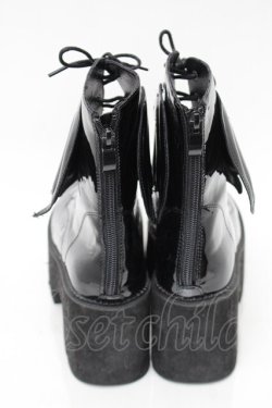 画像3: NieR Clothing / 羽根付きエナメル厚底ブーツ  黒 S-25-11-14-007-PU-SH-HR-ZS