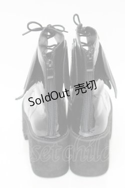 画像3: NieR Clothing / 羽根付きエナメル厚底ブーツ  黒 S-25-11-14-007-PU-SH-HR-ZS