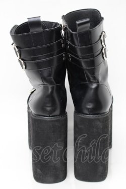 画像3: NieR Clothing / ハートバックル厚底ブーツ  黒 S-25-11-14-001-PU-SH-HR-ZS