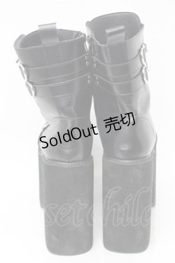 画像3: NieR Clothing / ハートバックル厚底ブーツ  黒 S-25-11-14-001-PU-SH-HR-ZS