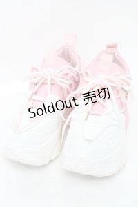 NieR Clothing / バイカラー厚底スニーカー  ピンクｘ白 S-25-11-14-010-PU-SH-HR-ZS