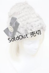 axes femme / カメオ付きファー帽子  グレー S-25-11-14-011-AX-TO-HR-ZS