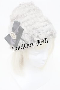 axes femme / カメオ付きファー帽子  グレー S-25-11-14-011-AX-TO-HR-ZS