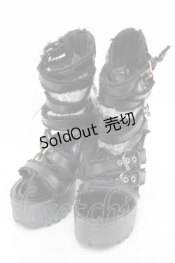 画像1: NieR Clothing / ベルトデザインヒールサンダル  黒 S-25-11-14-002-PU-SH-HR-ZS