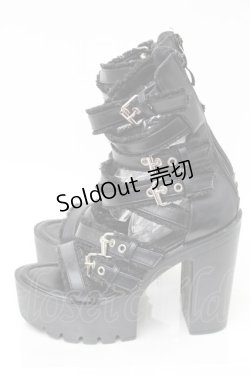 画像2: NieR Clothing / ベルトデザインヒールサンダル  黒 S-25-11-14-002-PU-SH-HR-ZS