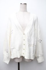 axes femme / ランダム刺繍ニットカーデ  オフ S-25-11-14-015-AX-BL-HR-ZS