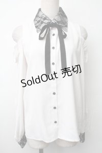 MA*RS / 肩開きフリルブラウス  白ｘ黒 S-25-11-14-017-EL-BL-AS-ZS