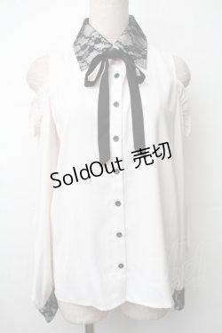 画像1: MA*RS / 肩開きフリルブラウス  白ｘ黒 S-25-11-14-017-EL-BL-AS-ZS