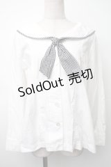 Fi.n.t / ギンガムタイ付きセーラーブラウス  白 S-25-11-14-018-CA-BL-HR-ZS