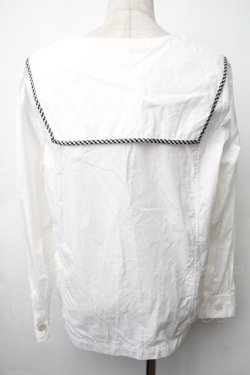 画像2: Fi.n.t / ギンガムタイ付きセーラーブラウス  白 S-25-11-14-018-CA-BL-HR-ZS