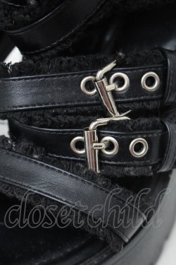 画像4: NieR Clothing / ベルトデザインヒールサンダル  黒 S-25-11-14-002-PU-SH-HR-ZS