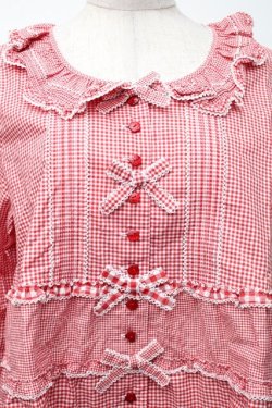 画像3: PINK HOUSE / ギンガムパッチワークブラウス  赤 S-25-11-14-021-LO-BL-AS-ZS