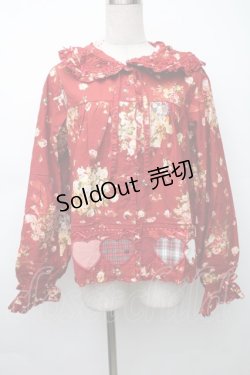 画像1: PINK HOUSE / アンジェリークローズプリントパッチワークブラウス  赤 S-25-11-14-022-LO-BL-AS-ZS