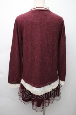 画像2: axes femme / 裾チュールブロッキングチュニ  ワイン S-25-11-14-024-AX-OP-HR-ZS