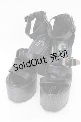 NieR Clothing / ベルトデザイン厚底サンダル  黒 S-25-11-14-003-PU-SH-HR-ZS