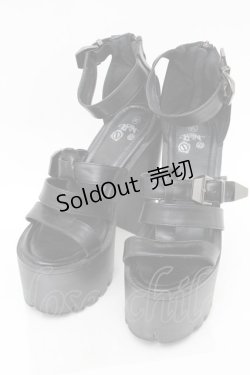 画像1: NieR Clothing / ベルトデザイン厚底サンダル  黒 S-25-11-14-003-PU-SH-HR-ZS