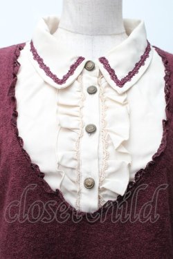 画像3: axes femme / 裾チュールブロッキングチュニ  ワイン S-25-11-14-024-AX-OP-HR-ZS