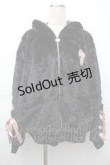 NieR Clothing / ロゴボアパーカー  黒ｘピンク S-25-11-14-027-PU-TO-HR-ZS