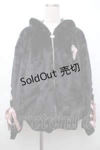 NieR Clothing / ロゴボアパーカー  黒ｘピンク S-25-11-14-027-PU-TO-HR-ZS