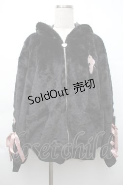 画像1: NieR Clothing / ロゴボアパーカー  黒ｘピンク S-25-11-14-027-PU-TO-HR-ZS