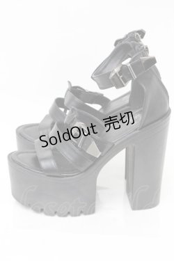 画像2: NieR Clothing / ベルトデザイン厚底サンダル  黒 S-25-11-14-003-PU-SH-HR-ZS