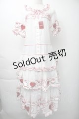 PINK HOUSE / 関西限定ハートパッチワークワンピース  白ｘ赤 S-25-11-16-040-LO-OP-AS-ZS
